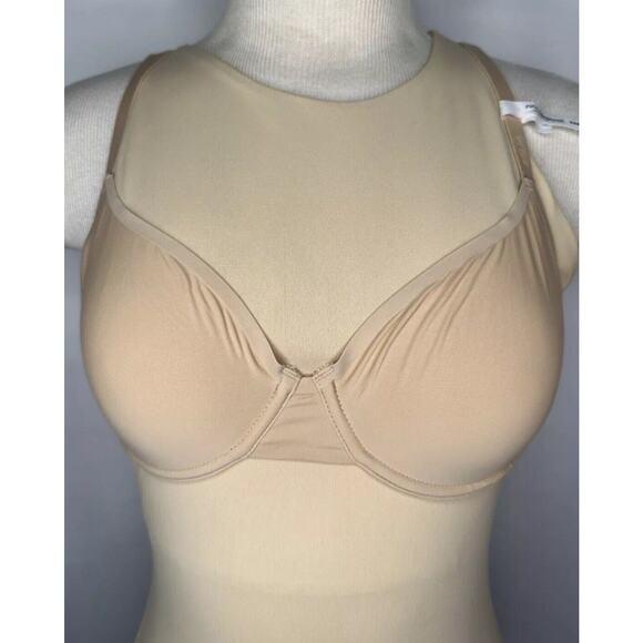 Aerie Smoothez Beige Tan Unlined Underwire Full Coverage Bra Stretch Size 32B - Picture 1 of 3